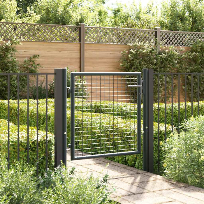 Mesh Garden Gate Galvanised Steel 100x125 cm Grey