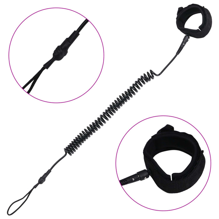 SUP Coiled Leash Черен 10 инча