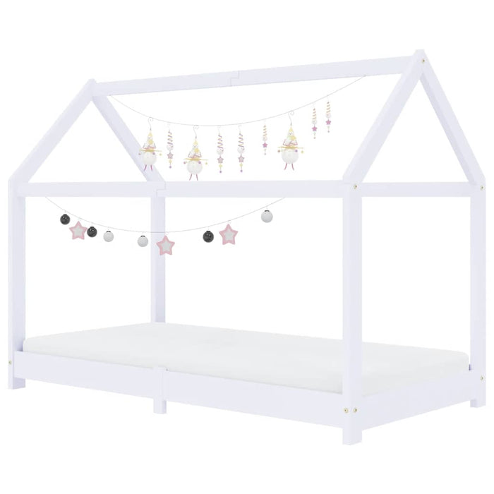 Kids Bed Frame White Solid Pine Wood 80x160 cm