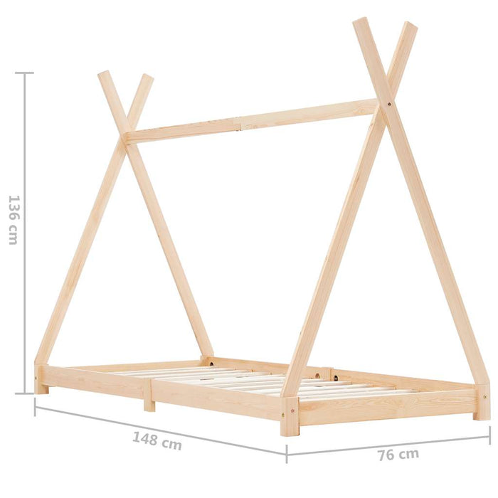 Kids Bed Frame Solid Pine Wood 70x140 cm