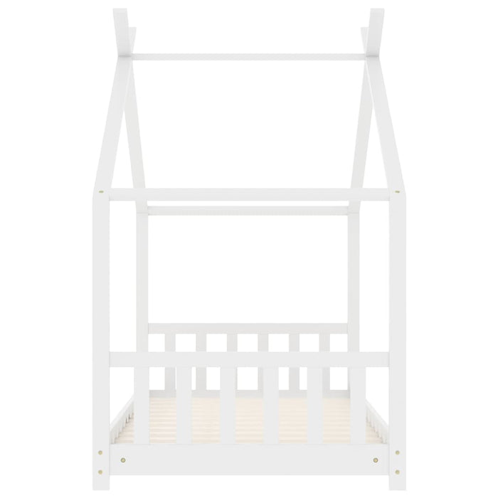 Kids Bed Frame White Solid Pine Wood 70x140 cm