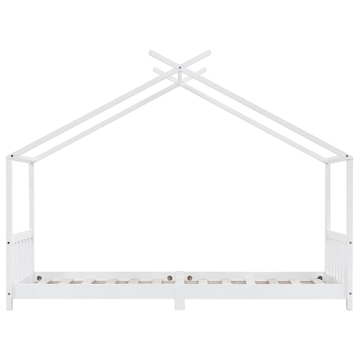 Kids Bed Frame White Solid Pine Wood 90x200 cm