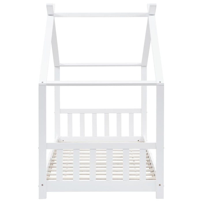 Kids Bed Frame White Solid Pine Wood 90x200 cm