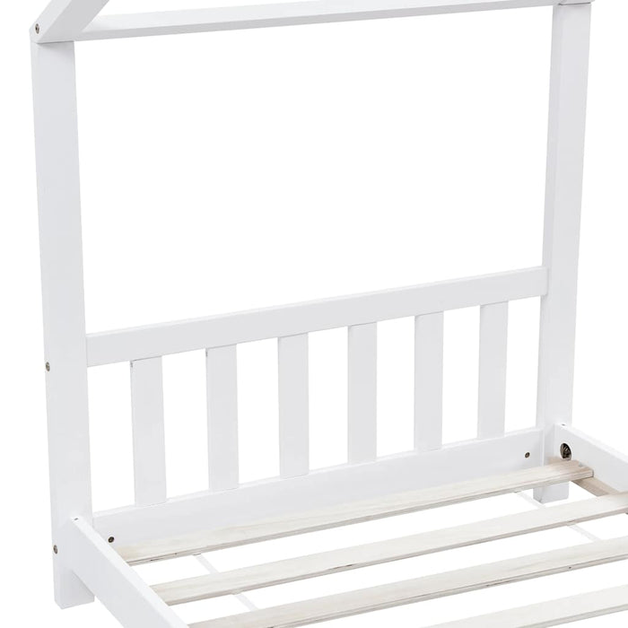 Kids Bed Frame White Solid Pine Wood 90x200 cm