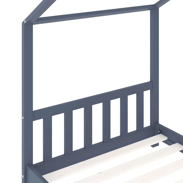 Kids Bed Frame Grey Solid Pine Wood 90x200 cm