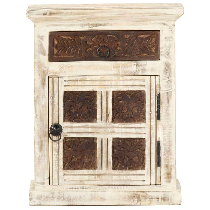 Bedside Cabinet White 40x30x50 cm Solid Mango Wood