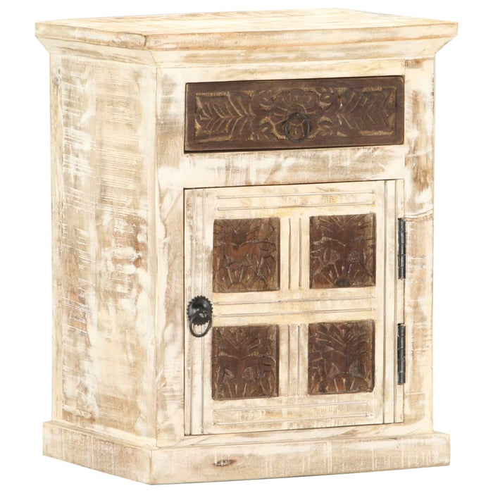 Bedside Cabinet White 40x30x50 cm Solid Mango Wood