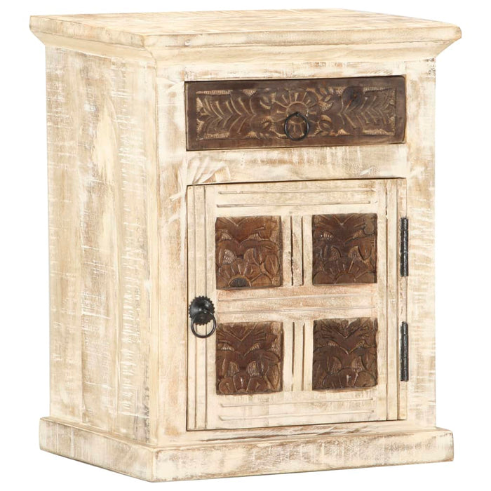 Bedside Cabinet White 40x30x50 cm Solid Mango Wood