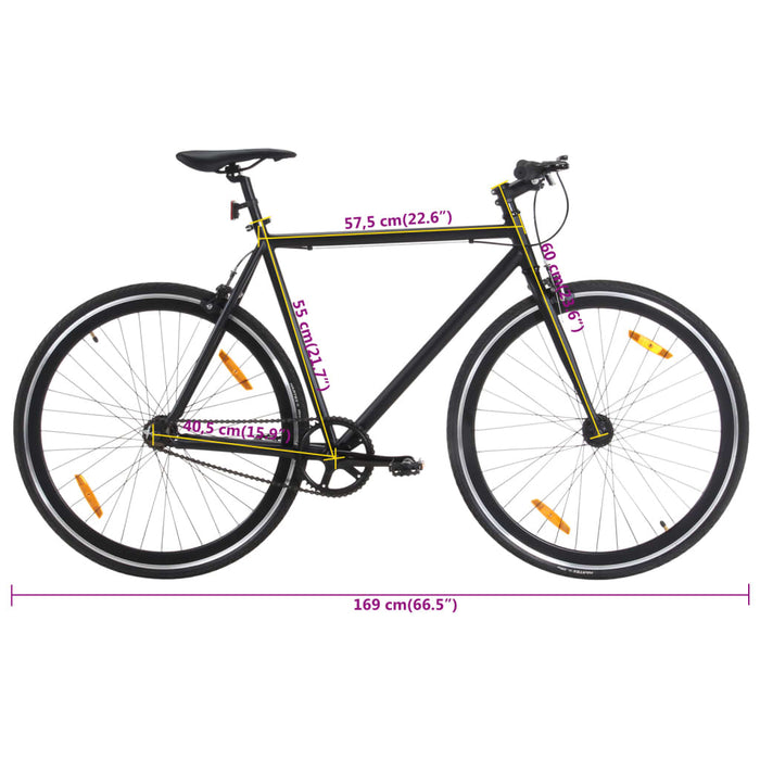 Bicicleta Fixed Gear Black 700c 55 cm