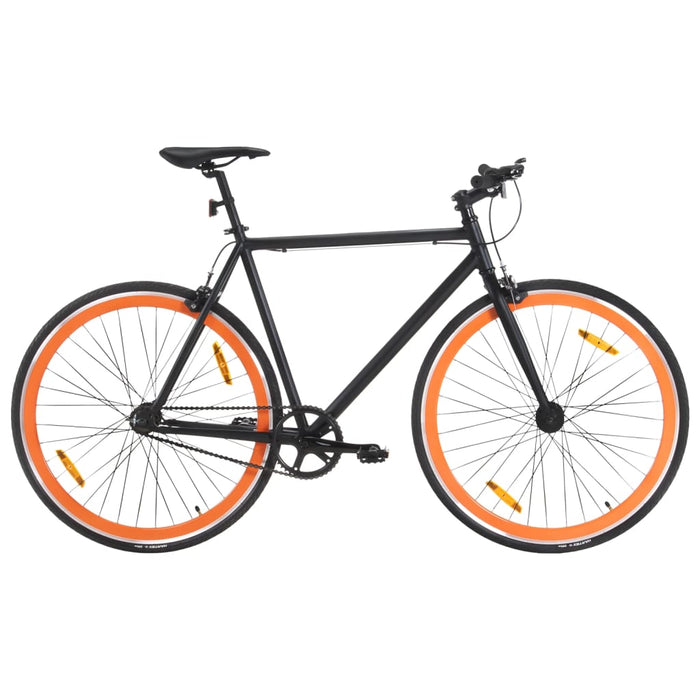 Bicicletă cu roată fixă ​​neagră și portocalie 700c 51 cm