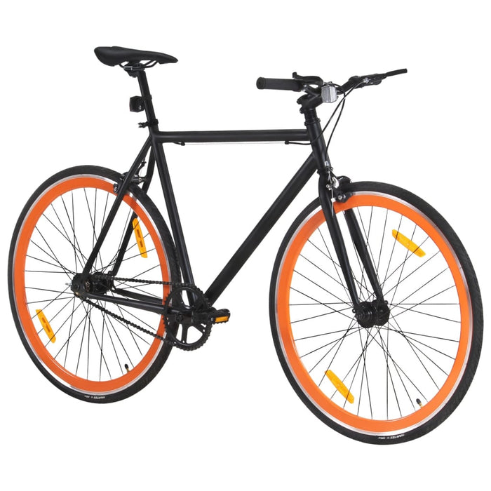 Bicicletă cu roată fixă ​​neagră și portocalie 700c 51 cm