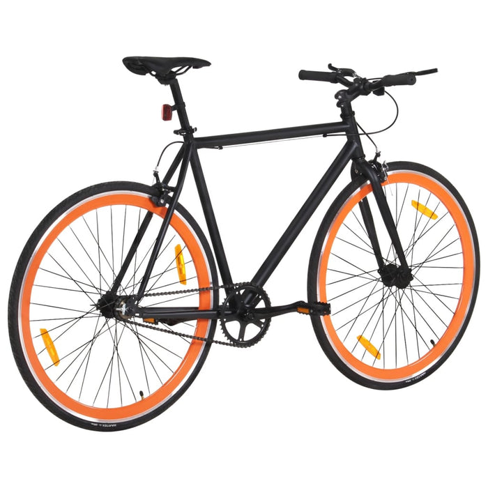 Bicicletă cu roată fixă ​​neagră și portocalie 700c 51 cm