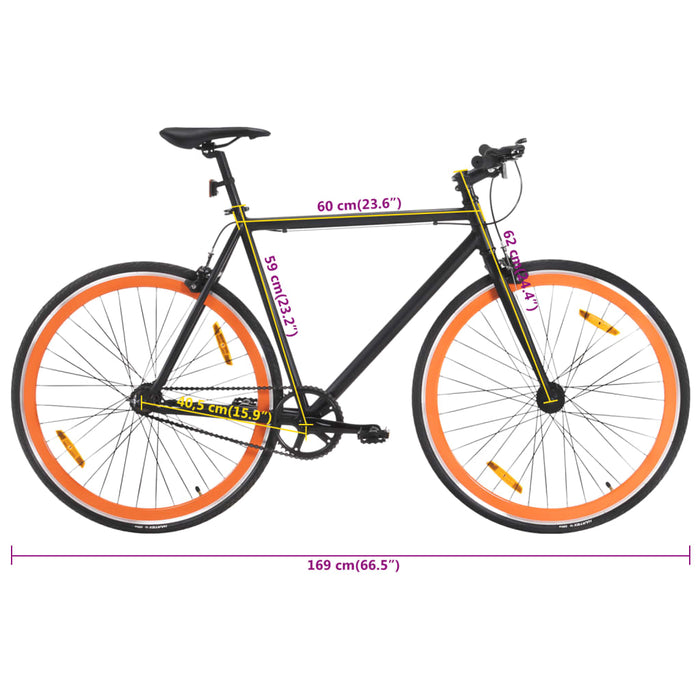 Fixed Gear Bike Black and Orange 700c 59 cm