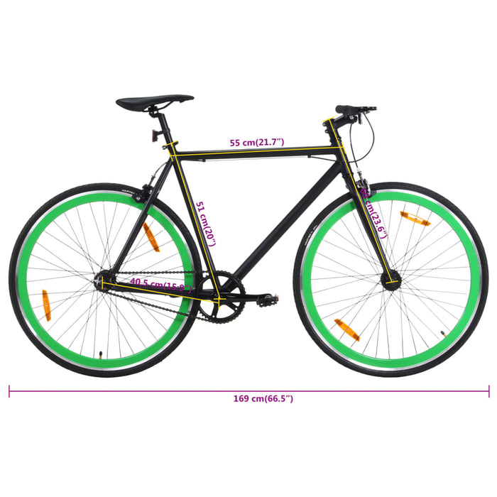 Fixed Gear Bike Black and Green 700c 51 cm