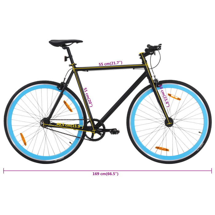 Fixed Gear Bike Black and Blue 700c 51 cm