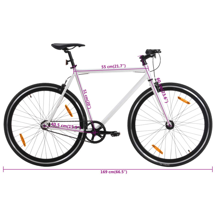 Fixed Gear Bike White and Black 700c 51 cm