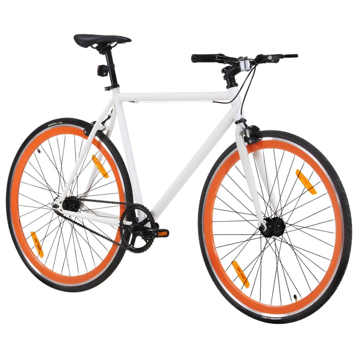 Bicicletă cu roată fixă ​​albă și portocalie 700c 59 cm