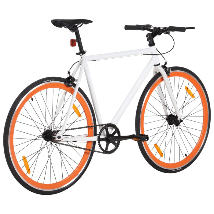 Bicicletă cu roată fixă ​​albă și portocalie 700c 59 cm