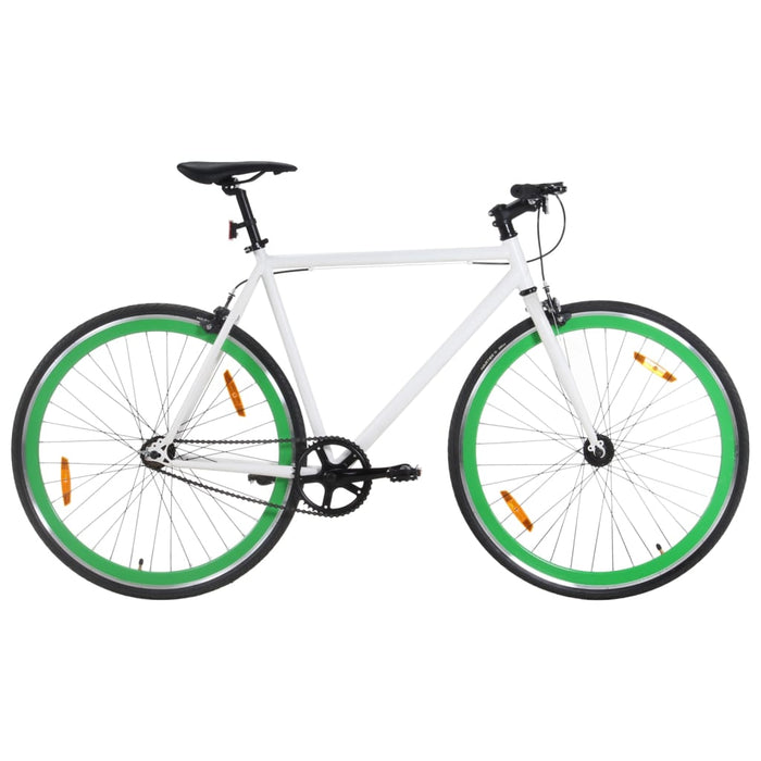 Fixed Gear Bike White and Green 700c 59 cm