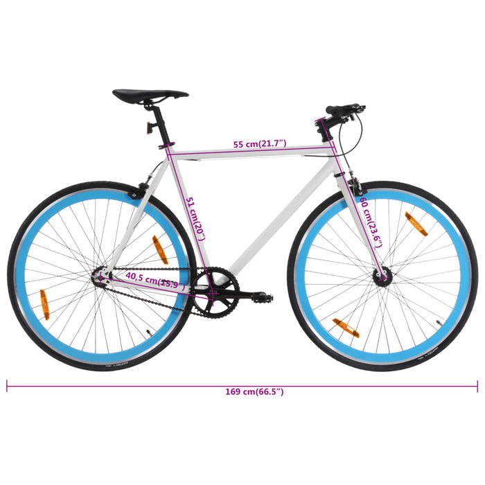 Fixed Gear Bike White and Blue 700c 51 cm