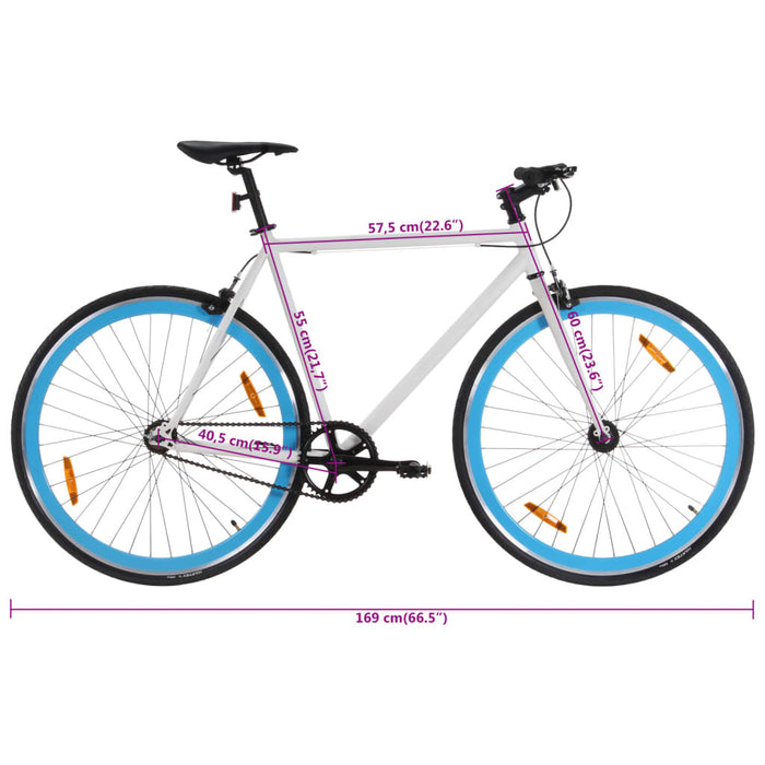 Fixed Gear Bike White and Blue 700c 55 cm