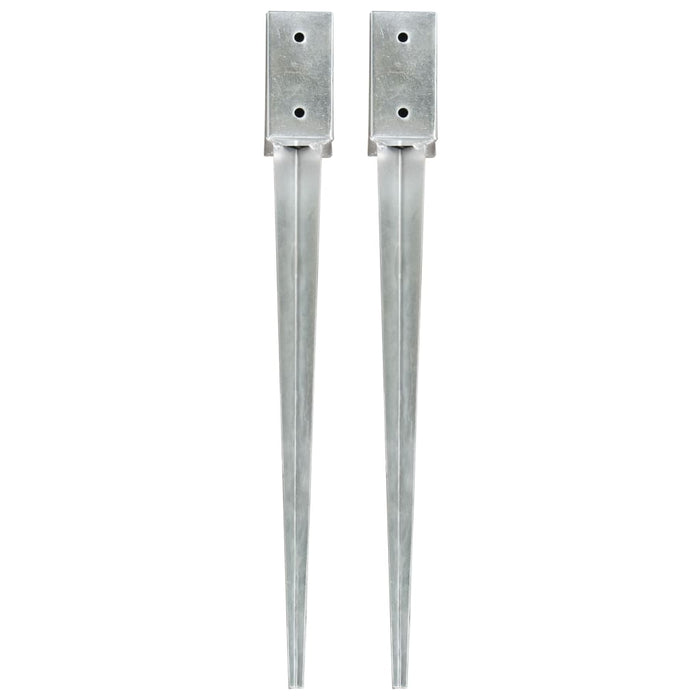 Ground Spikes 2 pcs Silver 7x7x75 cm Galvanised Steel