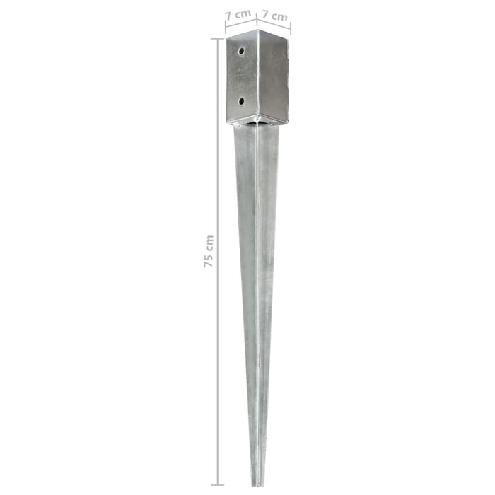 Ground Spikes 2 pcs Silver 7x7x75 cm Galvanised Steel