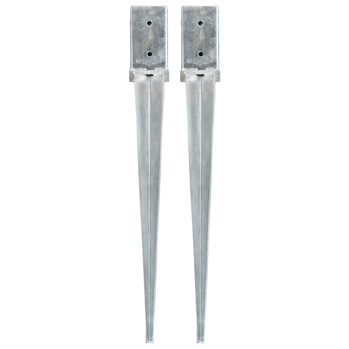 Ground Spikes 2 pcs Silver 8x8x76 cm Galvanised Steel