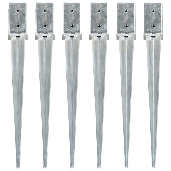 Ground Spikes 6 pcs Silver 8x8x76 cm Galvanised Steel