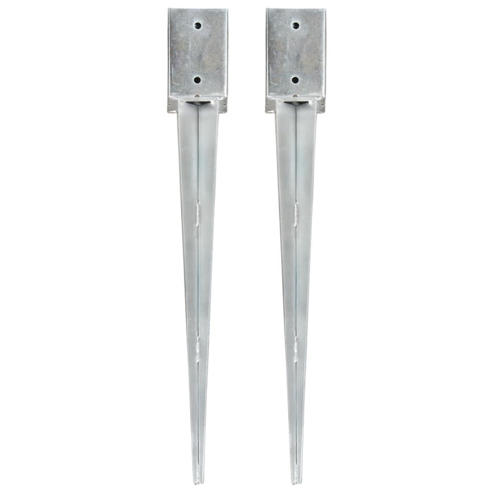 Ground Spikes 2 pcs Silver 9x9x75 cm Galvanised Steel