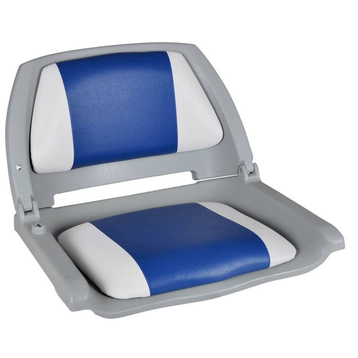 Boat Seats 2 pcs Foldable Backrest Blue-white Pillow 41x51x48cm