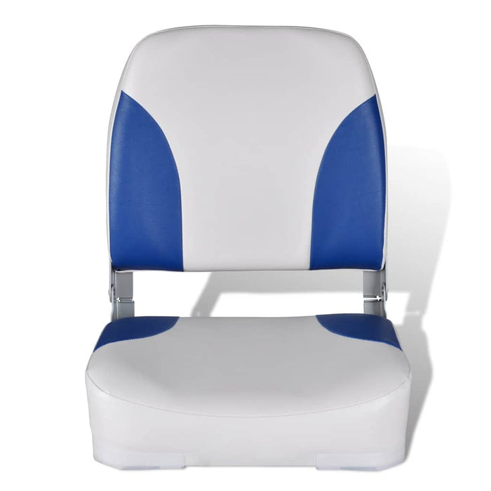 Boat Seats 2 pcs Foldable Backrest Blue-white Pillow 41x36x48cm