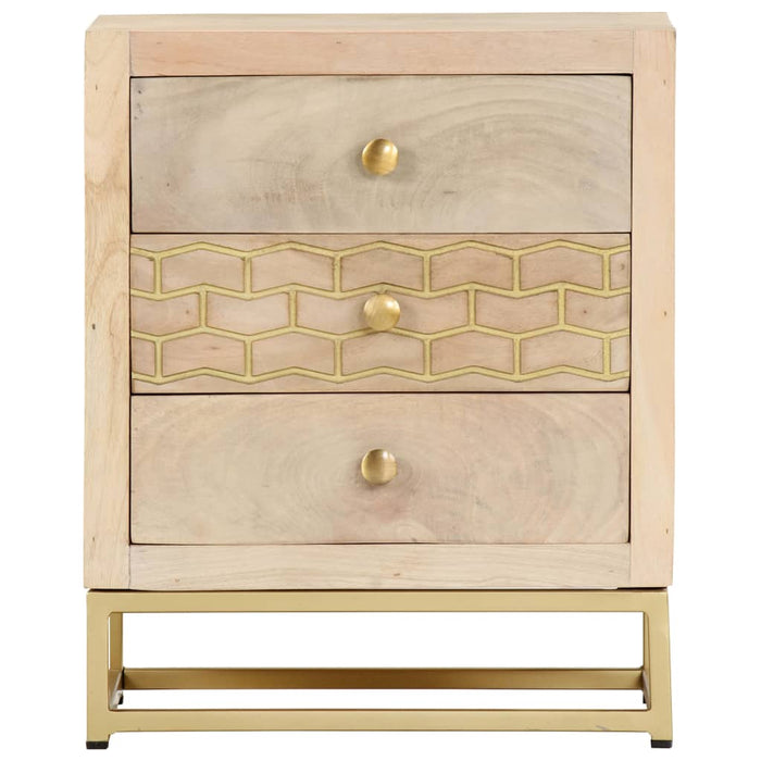 Bedside Cabinet Gold 40x30x50 cm Solid Mango Wood