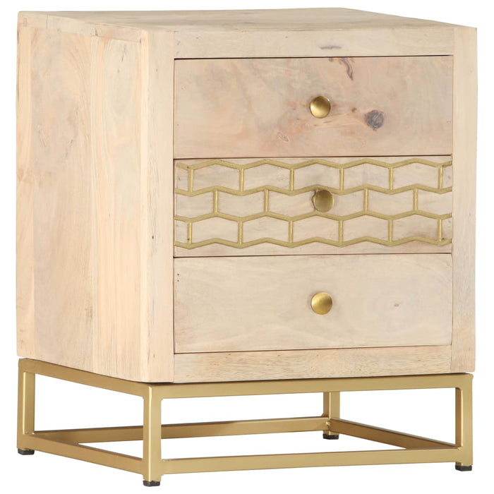 Bedside Cabinet Gold 40x30x50 cm Solid Mango Wood