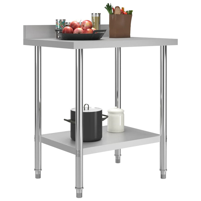 Kitchen Work Table with Backsplash 80x60x93 cm Stainless Steel