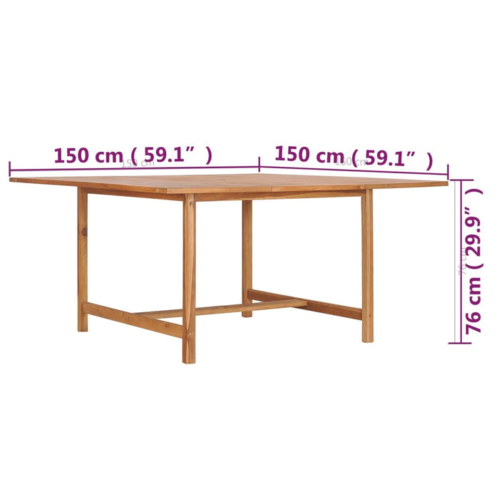 Garden Table 150x150x76 cm Solid Teak Wood