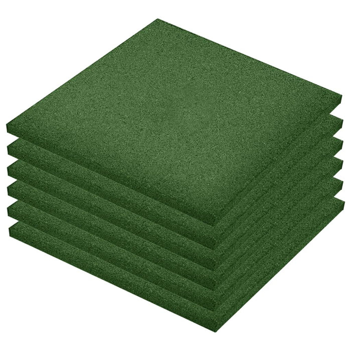 Fall Protection Tiles 6 pcs Rubber 50x50x3 cm Green