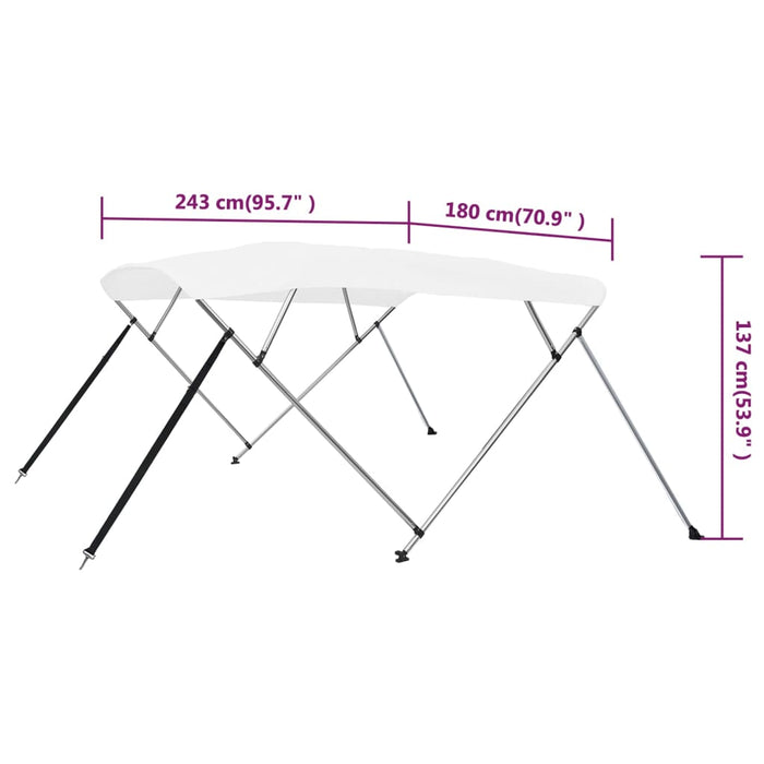 4 Bow Bimini Top White 243x180x137 см