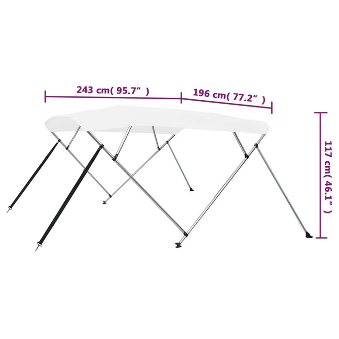 4 Bow Bimini Top White 243x196x137 см