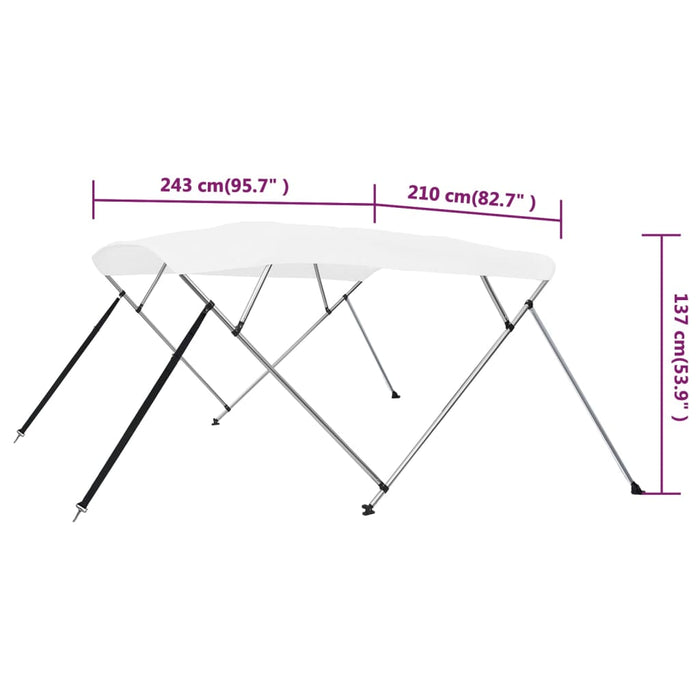 4 Bow Bimini Top White 243x210x137 см