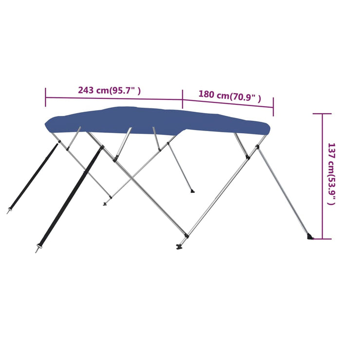 4 Bow Bimini Top Blue 243x180x137 см