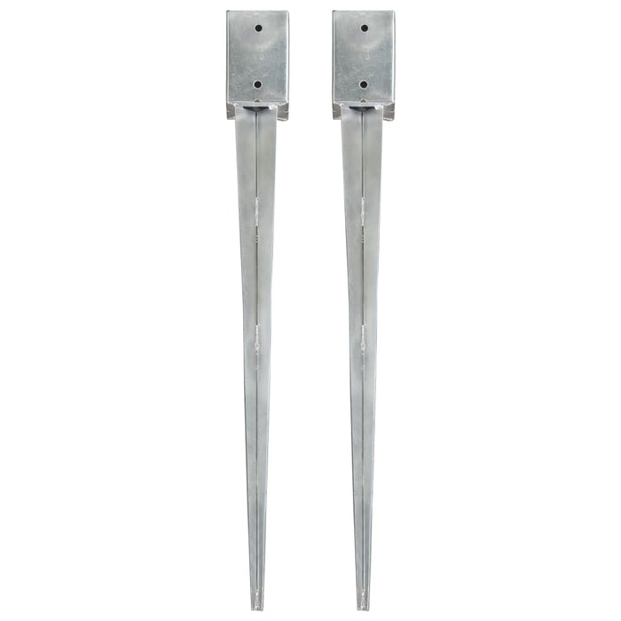 Ground Spikes 2 pcs Silver 9x9x90 cm Galvanised Steel