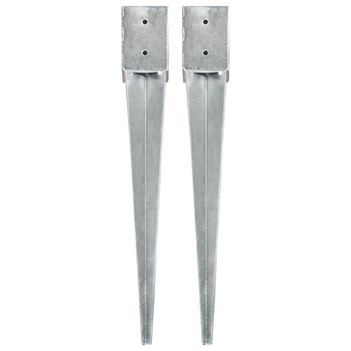 Ground Spikes 2 pcs Silver 10x10x76 cm Galvanised Steel