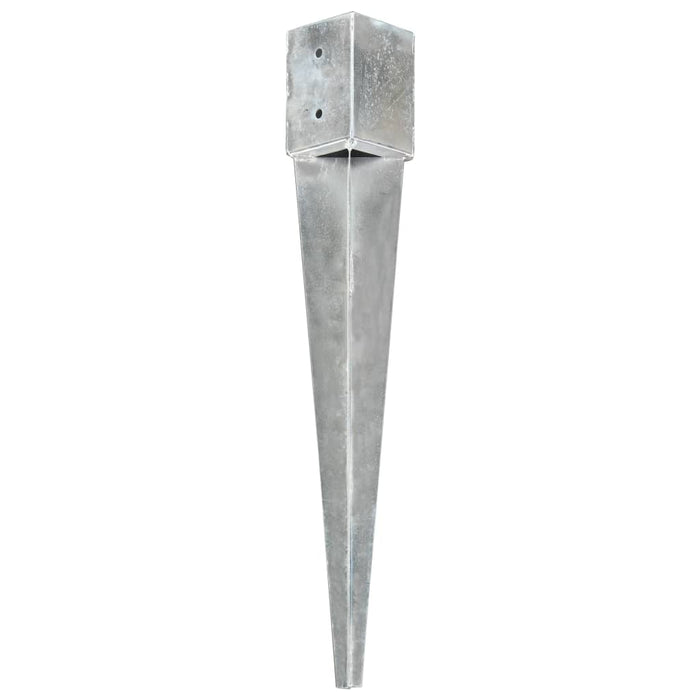 Ground Spikes 2 pcs Silver 10x10x76 cm Galvanised Steel