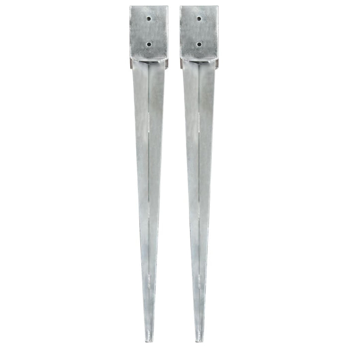 Ground Spikes 2 pcs Silver 10x10x91 cm Galvanised Steel