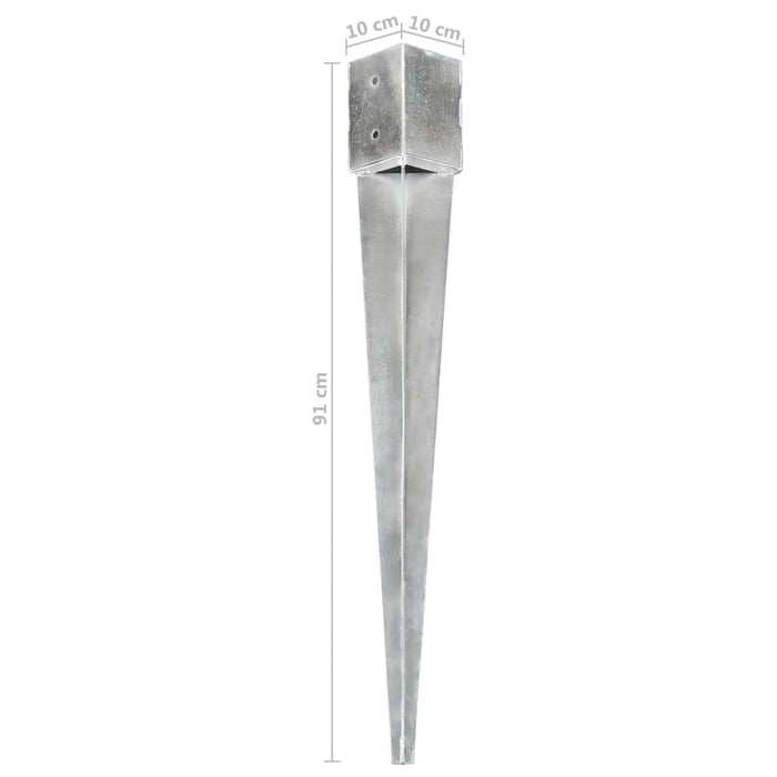 Ground Spikes 6 pcs Silver 10x10x91 cm Galvanised Steel