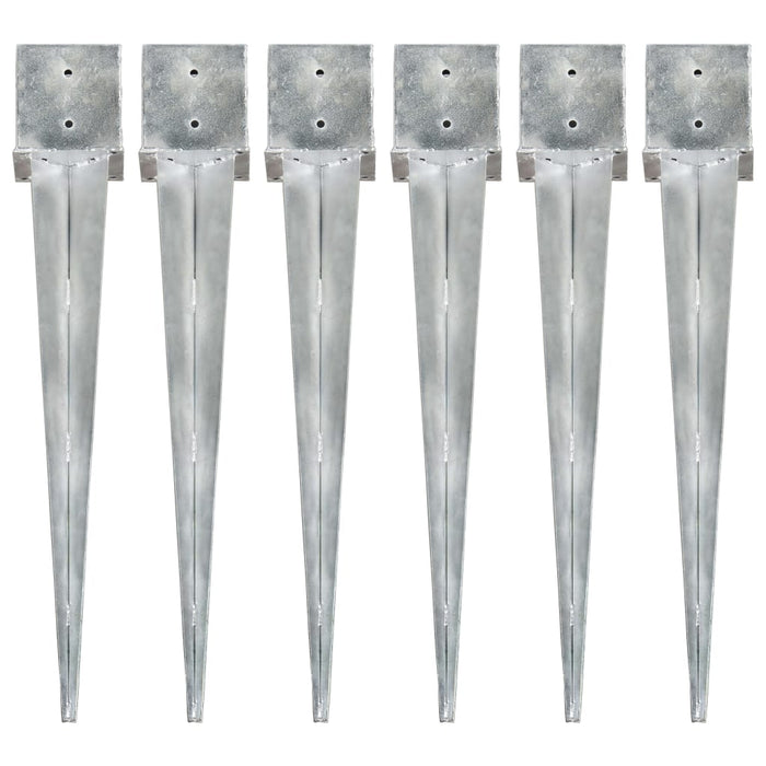 Ground Spikes 6 pcs Silver 14x14x91 cm Galvanised Steel