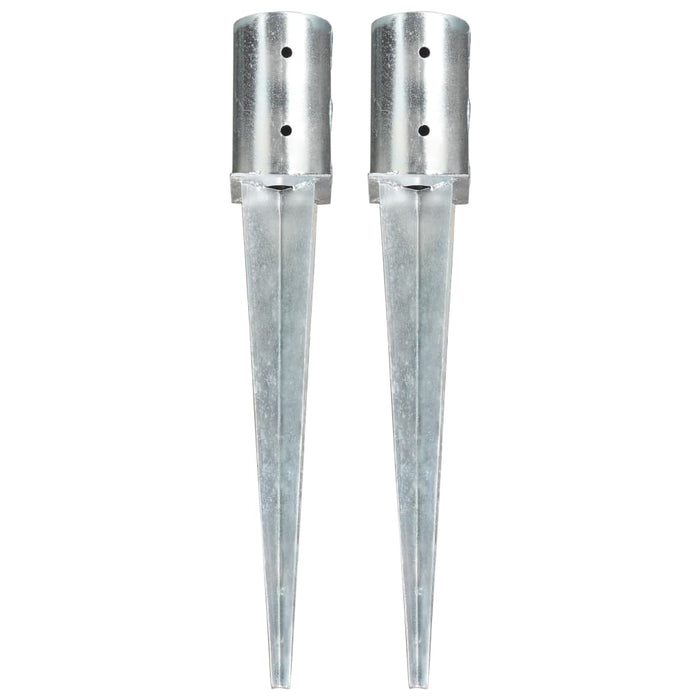 Ground Spikes 2 pcs Silver 8x61 cm Galvanised Steel