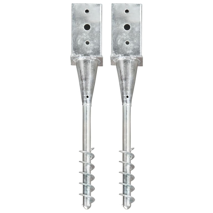 Ground Spikes 2 pcs Silver 8x8x57 cm Galvanised Steel