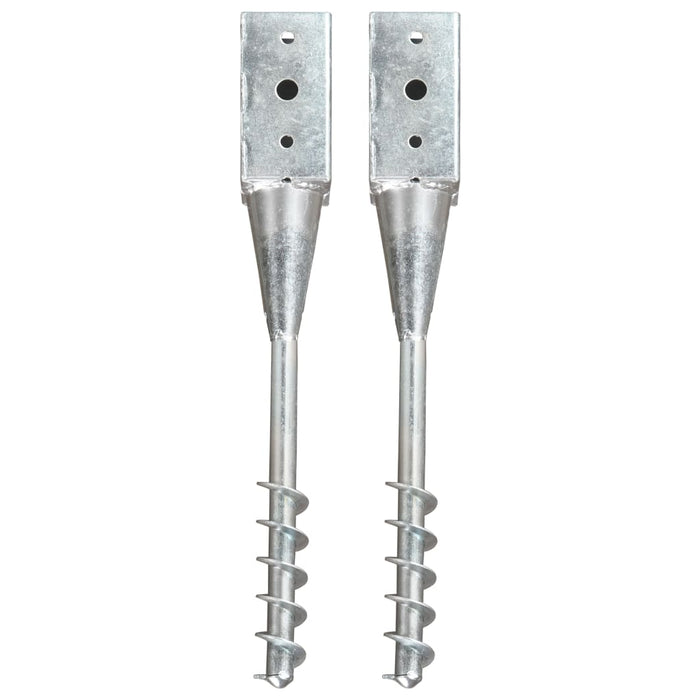 Ground Spikes 2 pcs Silver 10x10x57 cm Galvanised Steel